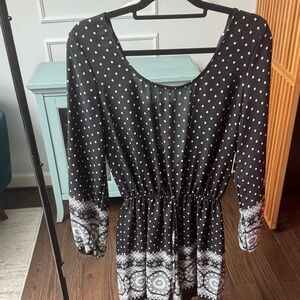Black and White pattern Polka Dot romper